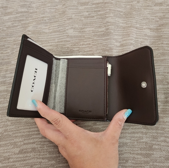 COACH Small Trifold Wallet In Blocked Signature Canvas - Picture 5 of 8